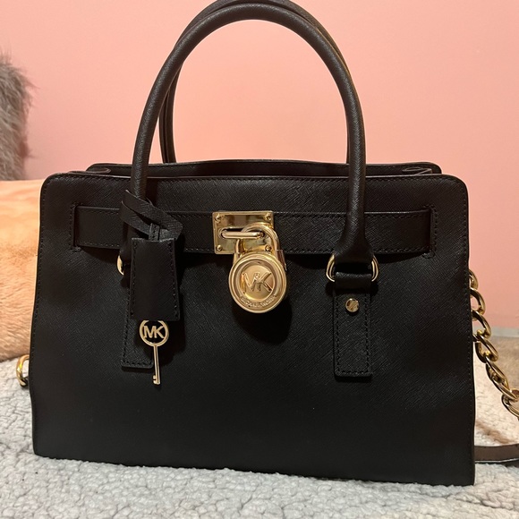 Michael Kors black and gold structured purse - Picture 4 of 8